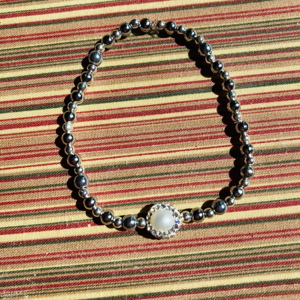 5 Stackable Trendy Beaded Metallic Bracelets With… - image 6